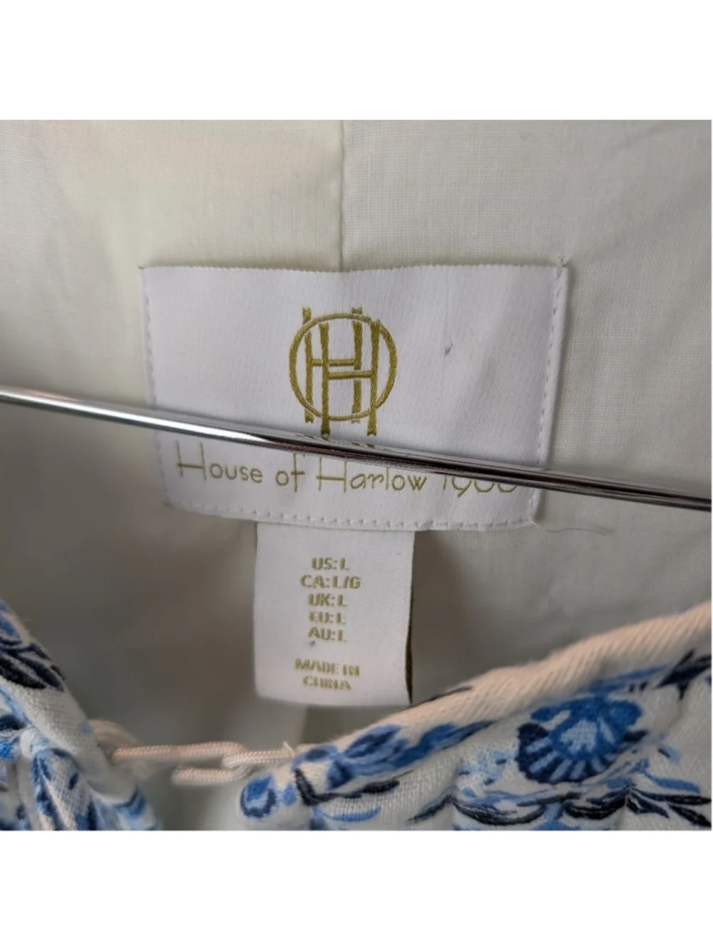 House Of Harlow Floral Blue and White Women's Jacket Size L New No Tags